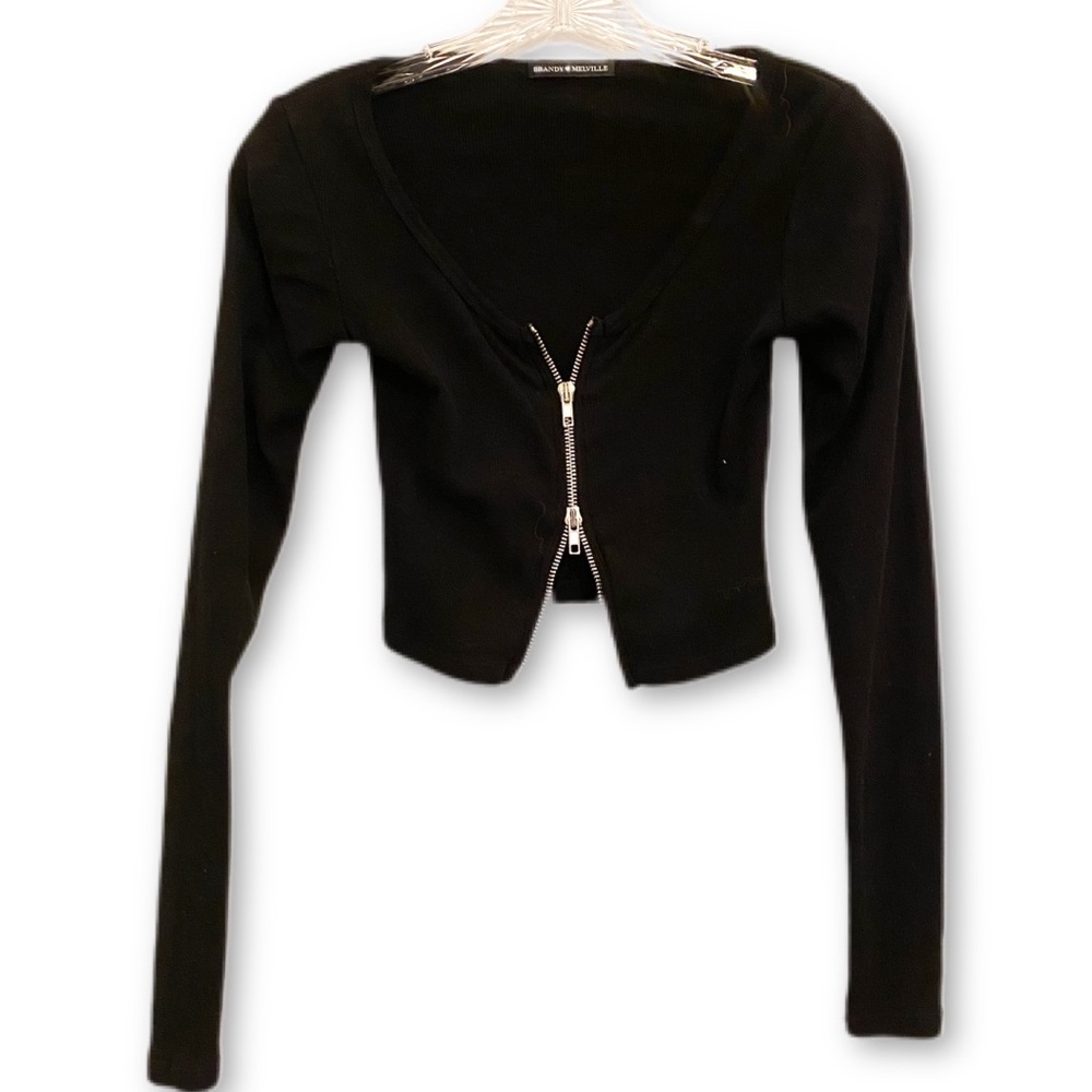 Brandy Melville Cropped Zipper Cardigan